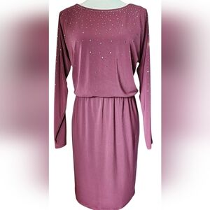 White House Black Market Burgundy Stud Embellished Blousen Dress Women's XS